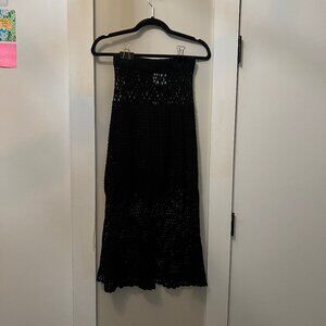 UNIF Black Midi Crochet Skirt, Size XS